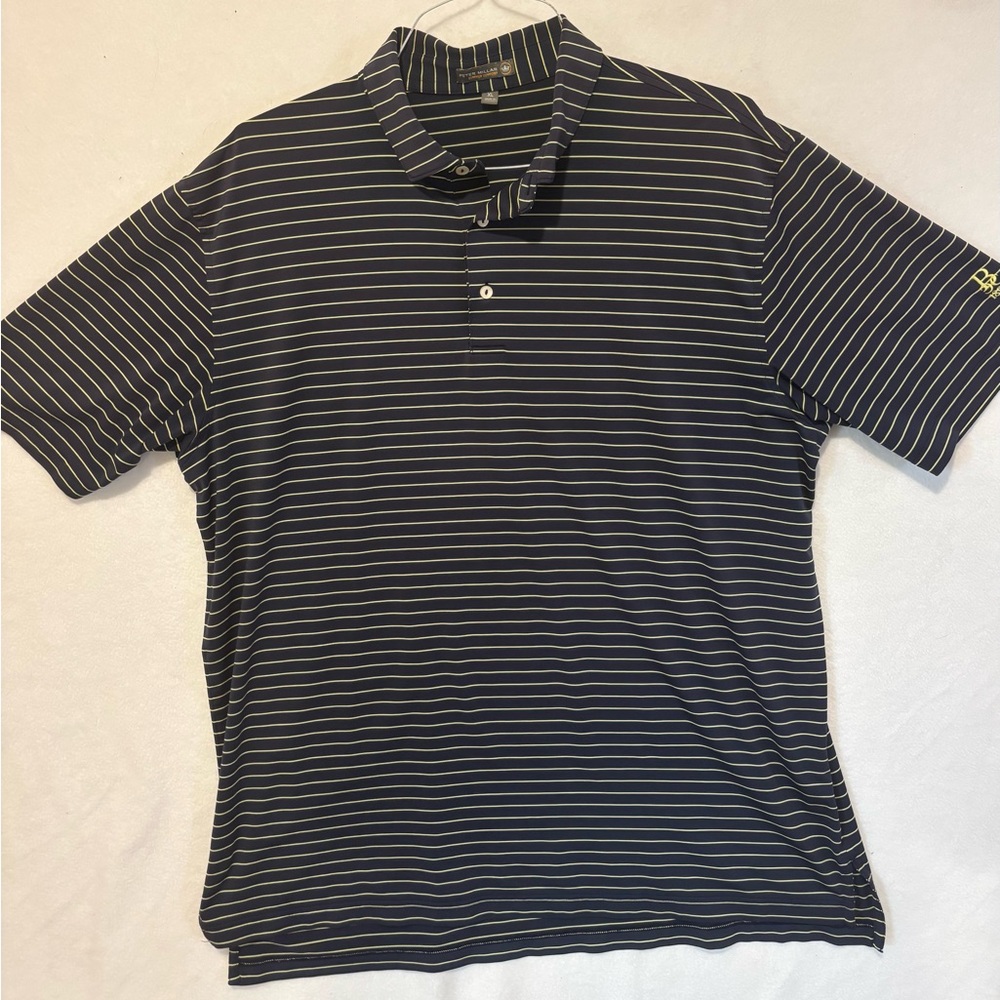 Peter Millar Navy and White Striped Polo BCC1899